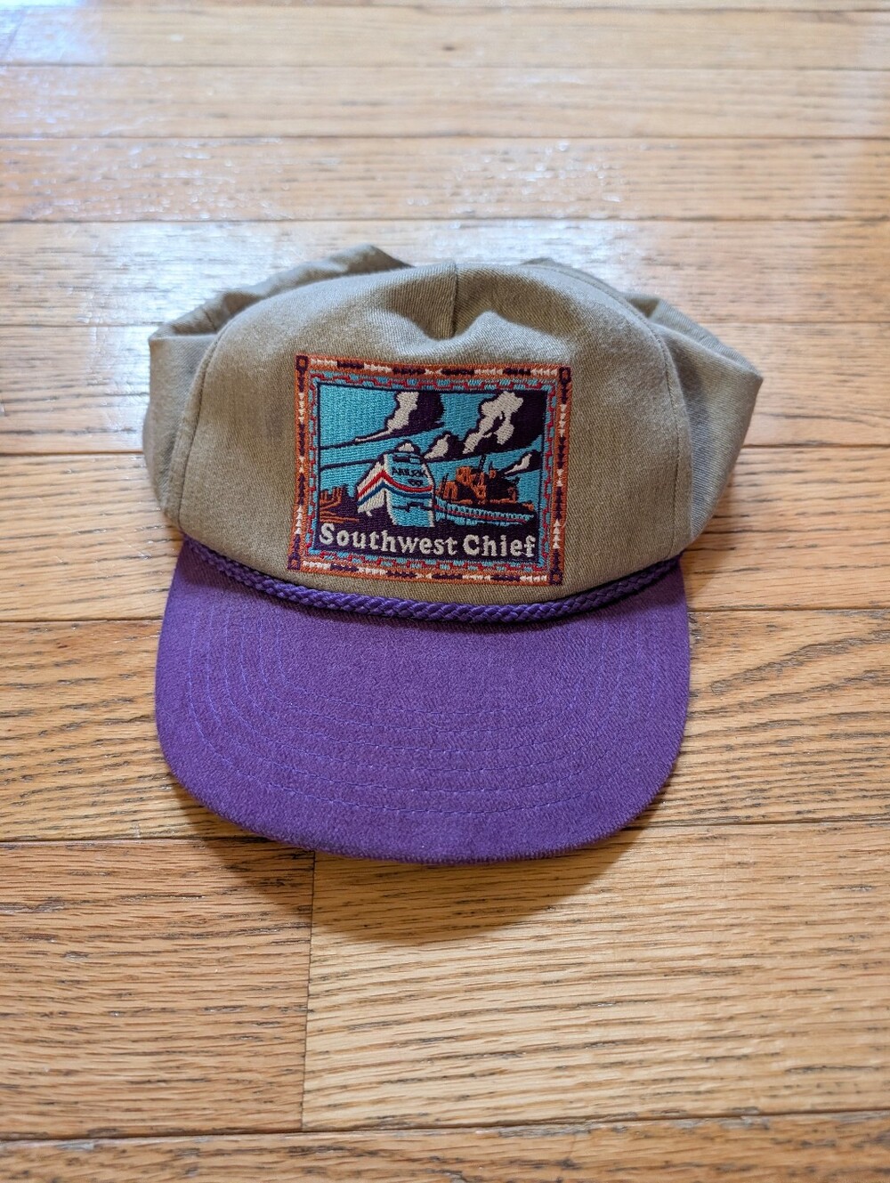 Vintage Southwest Chief Amtrak Train Railway Souvenir Hat Snapback Rope Purple